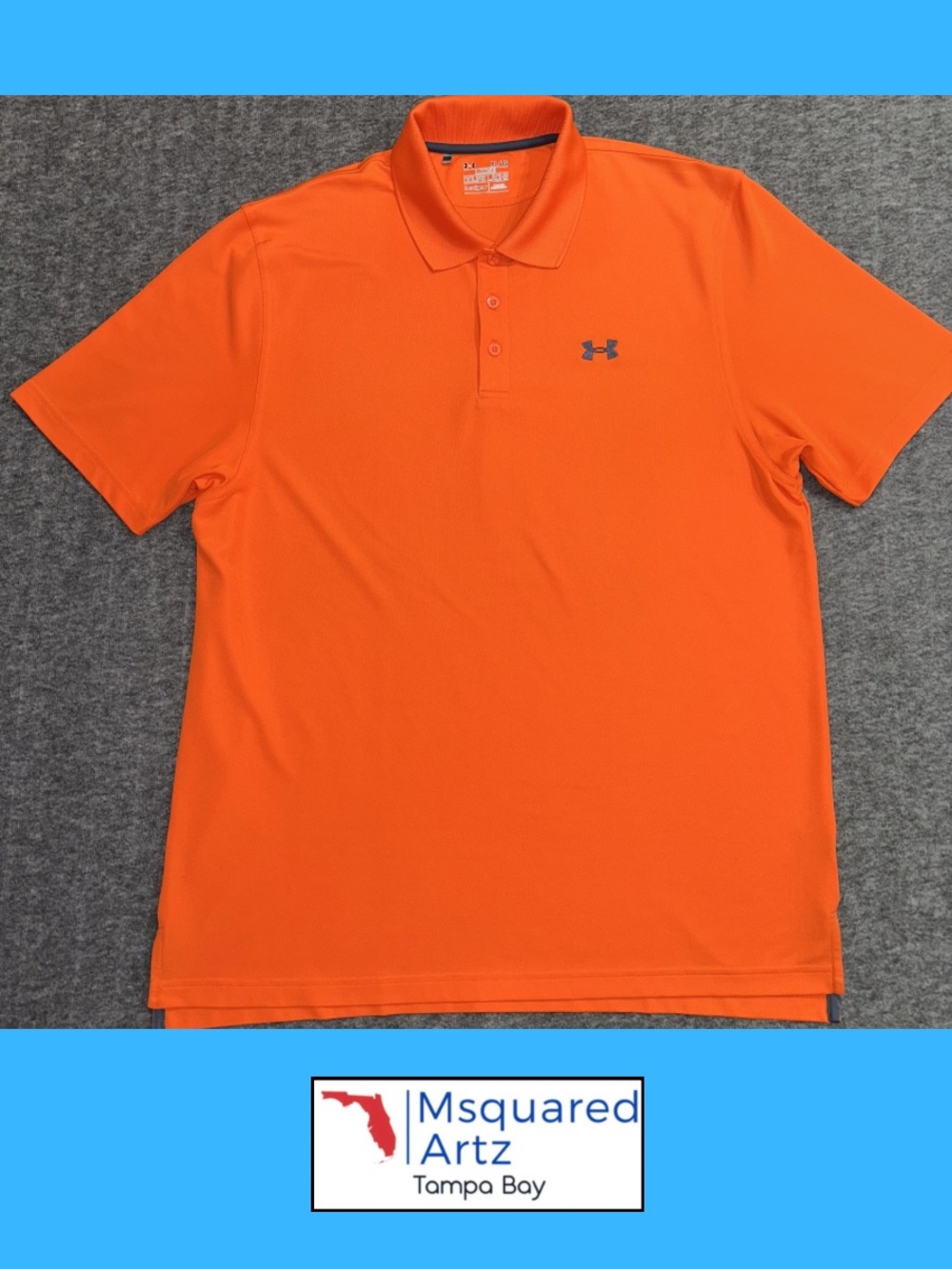 Under Armour HeatGear Loose Fit Orange Polo Shirt Mens XL Golf Athletic